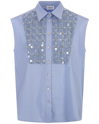 P.A.R.O.S.H. Light Sequins Canyox Shirt - Blue