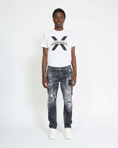 John Richmond Slim Jeans With Rips On The Front And Back - White