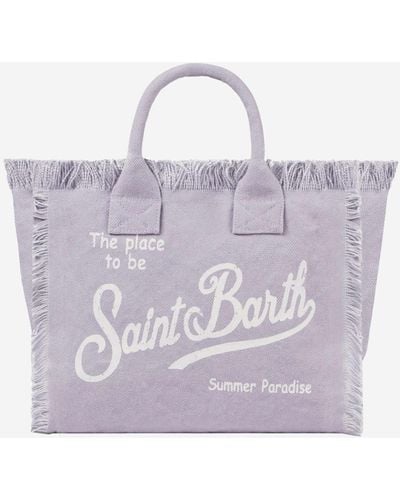 Mc2 Saint Barth Colette Lilac Cotton Canvas Handbag - Purple