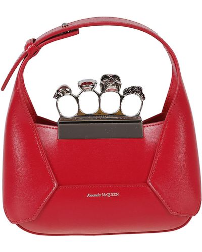 Alexander McQueen Jewelled Mini Hobo Bag - Red