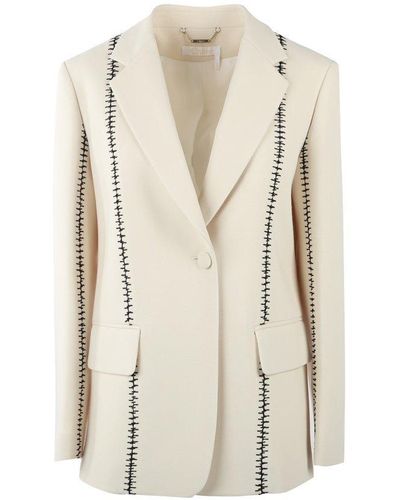 Chloé Embroidered Single-Breasted Jacket - White