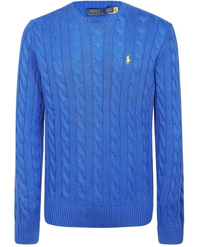 Polo Ralph Lauren Logo Embroidered Crewneck Jumper - Blue