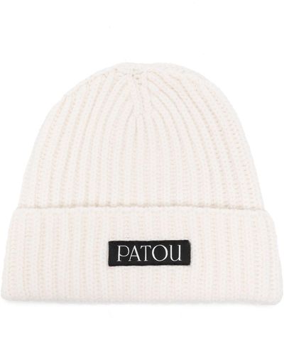 Patou Logo-patch Ribbed Beanie - White