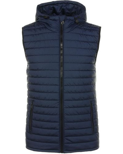 Ecoalf Quilted Vest With Hood - Blue
