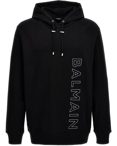 Balmain Reflective Logo Hoodie Sweatshirt - Black