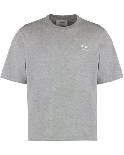 Ami Paris Cotton Crew-Neck T-Shirt - Gray