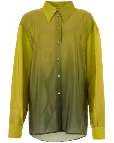 Amotea Printed Silk Kaya Shirt - Green