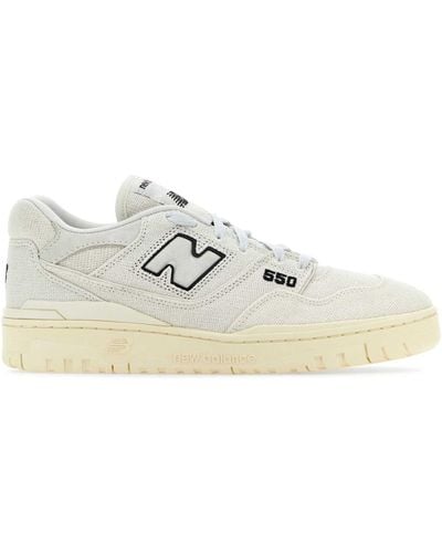 New Balance Ivory Canvas 550 Trainers - White