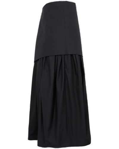 Lemaire Asymmetric Midi Skirt - Black