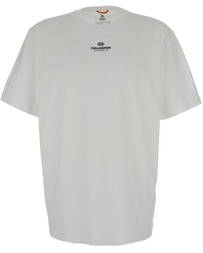 Parajumpers Crewneck T-Shirt With Contrasting Logo Print - Gray