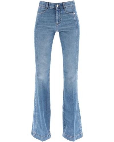 Stella McCartney Flared Jeans With Logo Bands - Blue