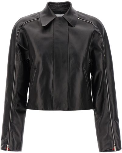 Ferragamo Leather Blouson Casual Jackets, Parka - Black