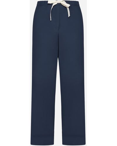 Max Mara Argento Cotton Pants - Blue