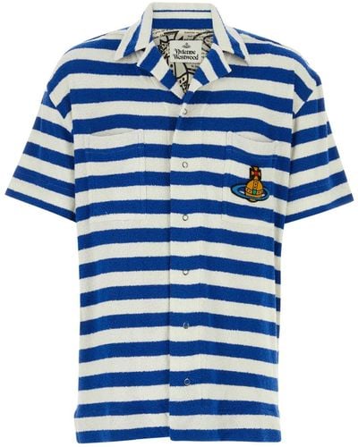 Vivienne Westwood Embroidered Terry Fabric Camp Shirt - Blue