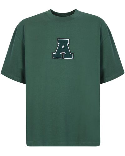 Axel Arigato T-shirt Short Sleeves Regualr Fit With Letter Patch 'a' In College Style - Green