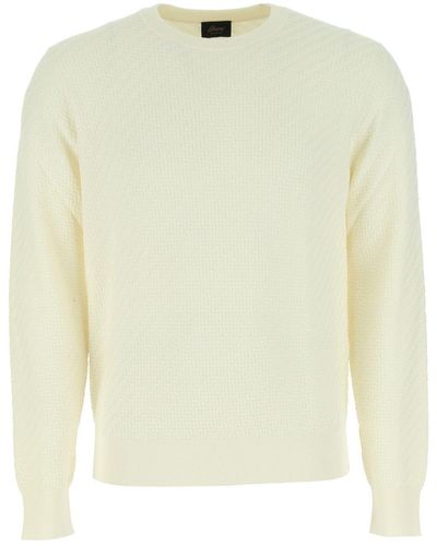 Brioni Ivory Cotton Blend Sweater - Natural