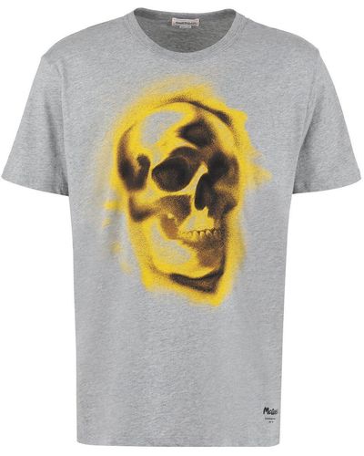 Alexander McQueen Skull-print Round Neck T-shirt - Gray