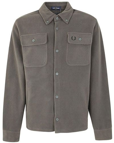 Fred Perry Fp Fleece Overshirt Clothing - Gray