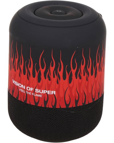 Vision Of Super Speaker With Flames And Logo - Red
