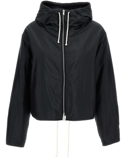 Jil Sander Crop Padded Jacket With Drawstring - Black