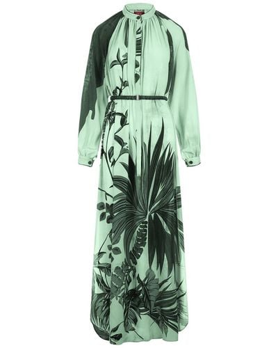 F.R.S For Restless Sleepers Flowers Green Arione Long Dress