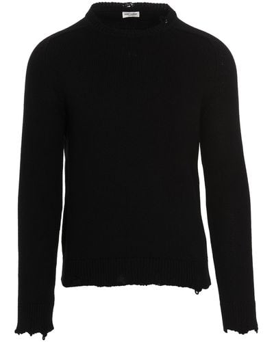 Saint Laurent Destroyed Sweater - Black
