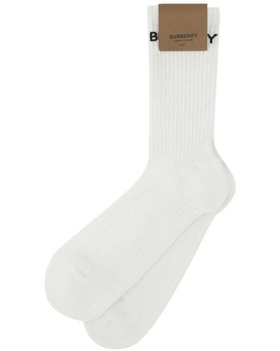 Burberry Logo Intarsia Socks - White