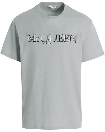 Alexander McQueen Logo Embroidery T-shirt - Gray