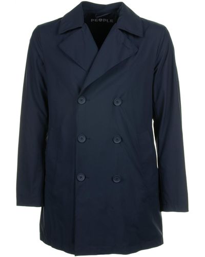 People Of Shibuya Double-Breasted Trench Coat - Blue