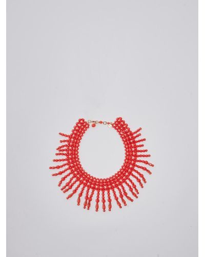Twin Set Fabric Necklace - Red