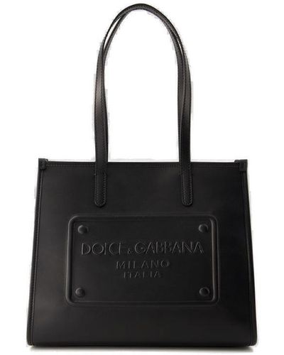 Dolce & Gabbana Embossed Plaque Tote Bag - Black