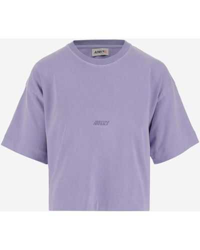 Autry Cotton T-shirt With Logo - Purple