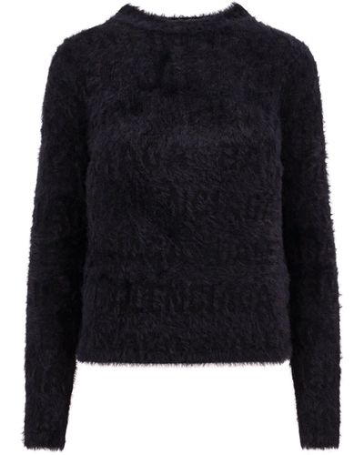 Balenciaga Furry Bal Horizontal Allover Sweater - Blue