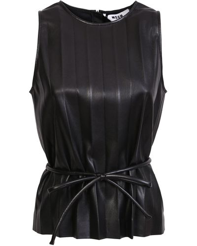 MSGM Tank Top With Laces At The Waist - Black