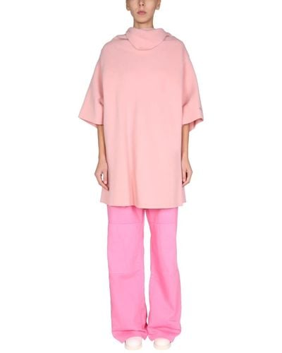 Raf Simons Ataraxia Mixed Wool And Mohair Dress With Draped Collar - Pink