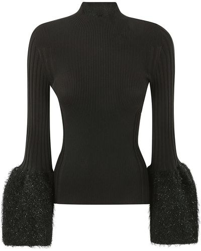 CFCL Pottery Luxe Long Bell Sleeve Top - Black