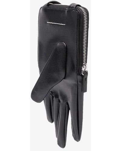 MM6 by Maison Martin Margiela Portafoglio Mm6 Black Vegan Leather Glove Shaved Purse With Strap