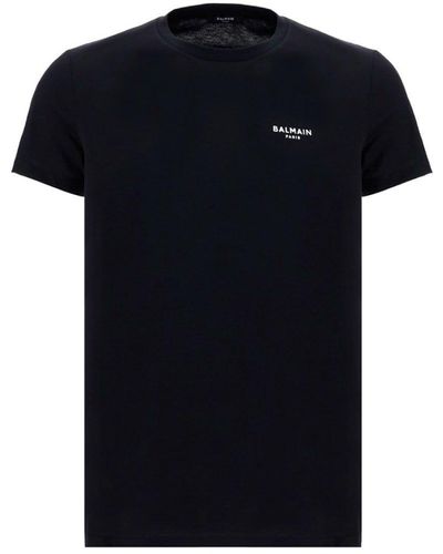 Balmain Flocked Logo T-shirt - Black
