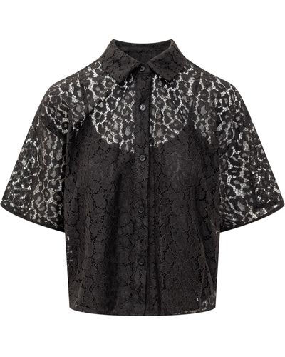 MICHAEL Michael Kors Michael Lace Crop Down Shirt - Black