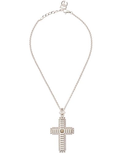Dolce & Gabbana Kim Cross Pendant Necklace - White