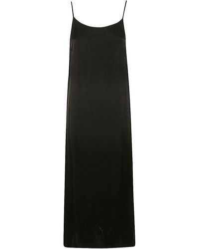 Uma Wang Scoop Neck Midi Slip Dress - Black