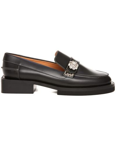 Ganni Jewel-embellished Leather Loafers - Black