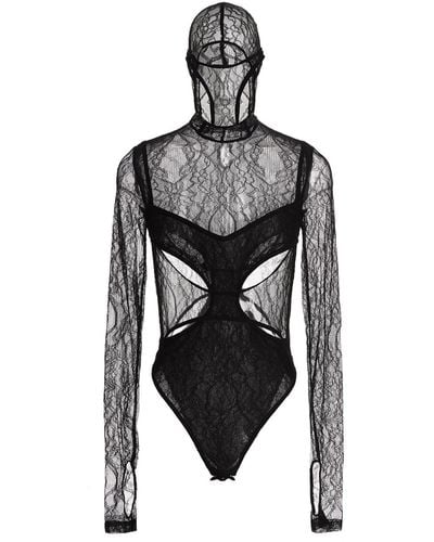Dion Lee Cut-Out Detail Lace Bodysuit - Black