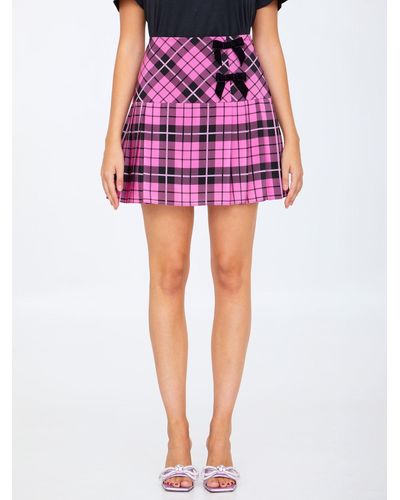 Alessandra Rich Pink Tartan Miniskirt
