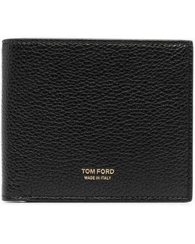 Tom Ford Soft Grain Leather T Line Classic Bifold Wallet - Black