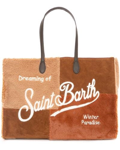 Mc2 Saint Barth Patch Sherpa Fabric Vivian Bag - Brown