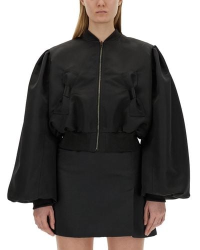 Nina Ricci Satin Bomber Jacket - Black