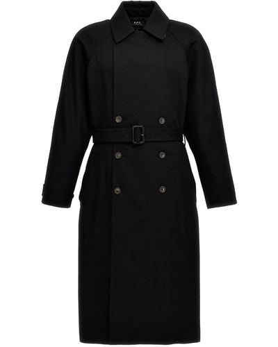 A.P.C. Lou Coats, Trench Coats - Black