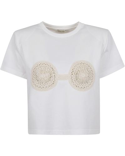 Magda Butrym Pattern Embroidery Cropped T-Shirt - White