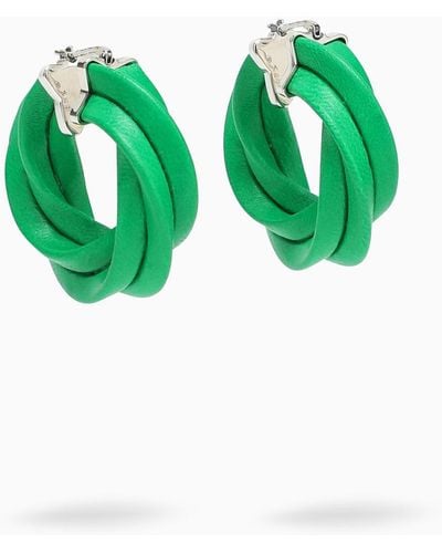 Bottega Veneta Twisted Hoop Earrings - Green